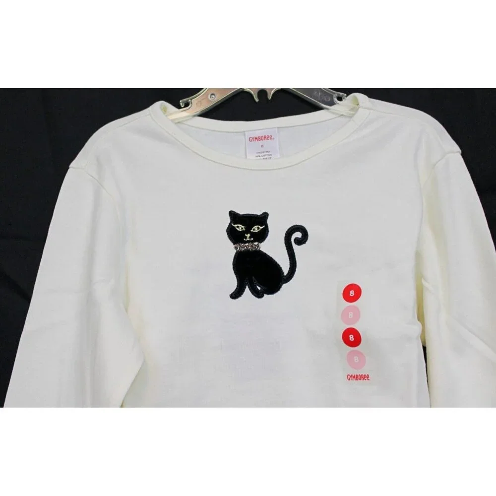 2007 Gymboree Glamour Kitty Shirt Tights Set sz 8 NWT Holiday Winter Cat Bow